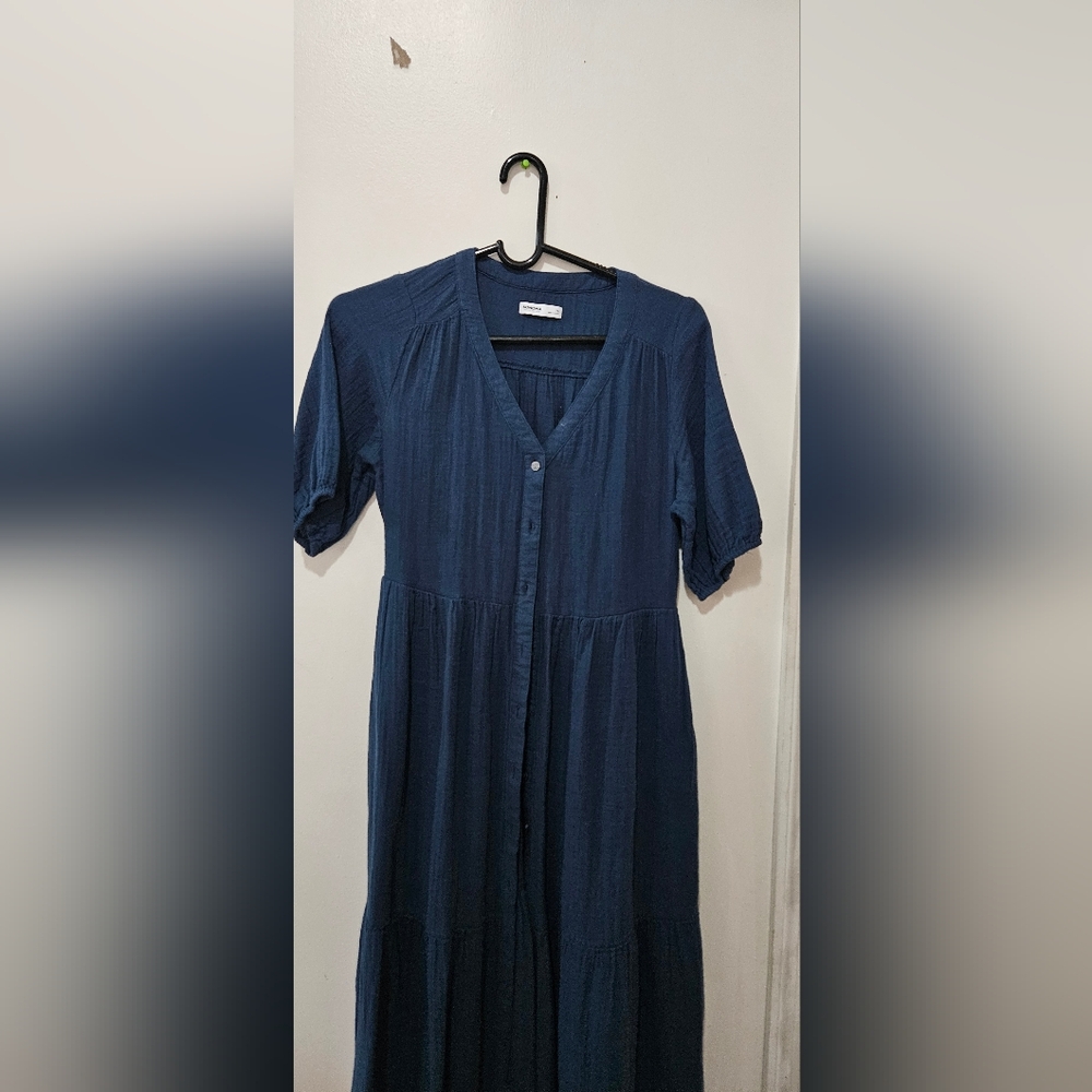 Navy Button-Down Dress
